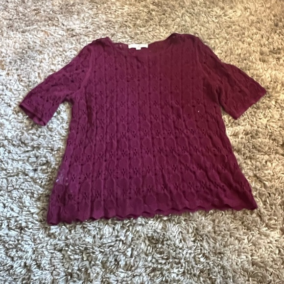 Like new LOFT burgundy short sleeve sweater top - Picture 1 of 3